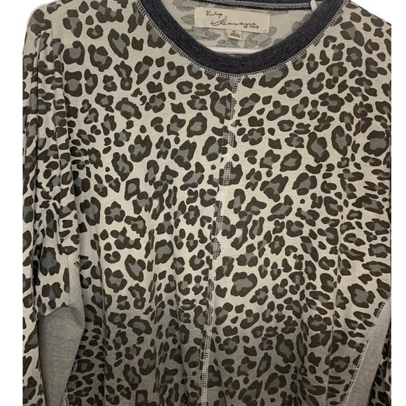 Vintage Havana Oversized Leopard Top M Gray Blouson Boxy Boyfriend Minimalist - Picture 6 of 6